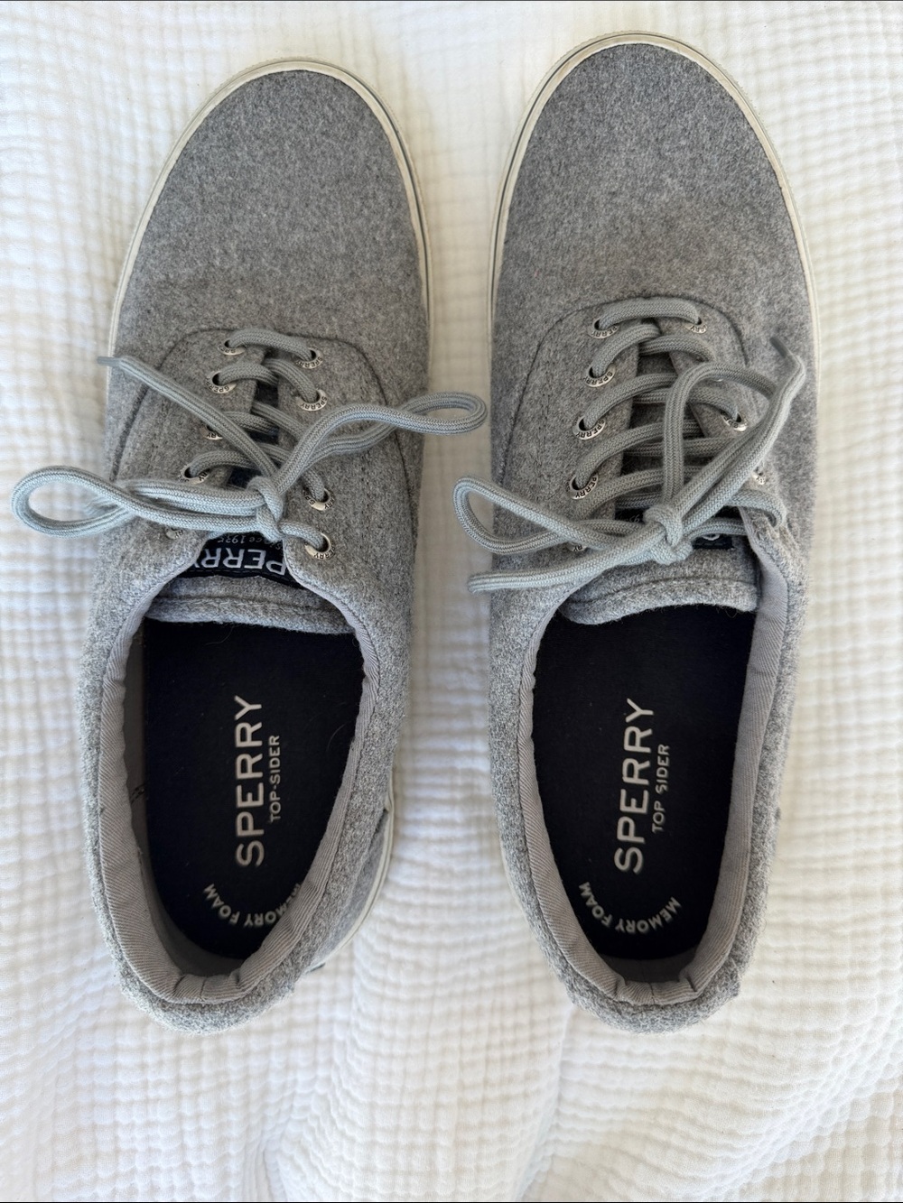 Sperry Men's Light Gray Wool-Style Top-Sider Boat Shoes
